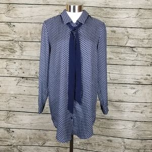 COPE  Shirt Dress Long Sleeve Button Front Blue Printed Urban Outfitters Size XS